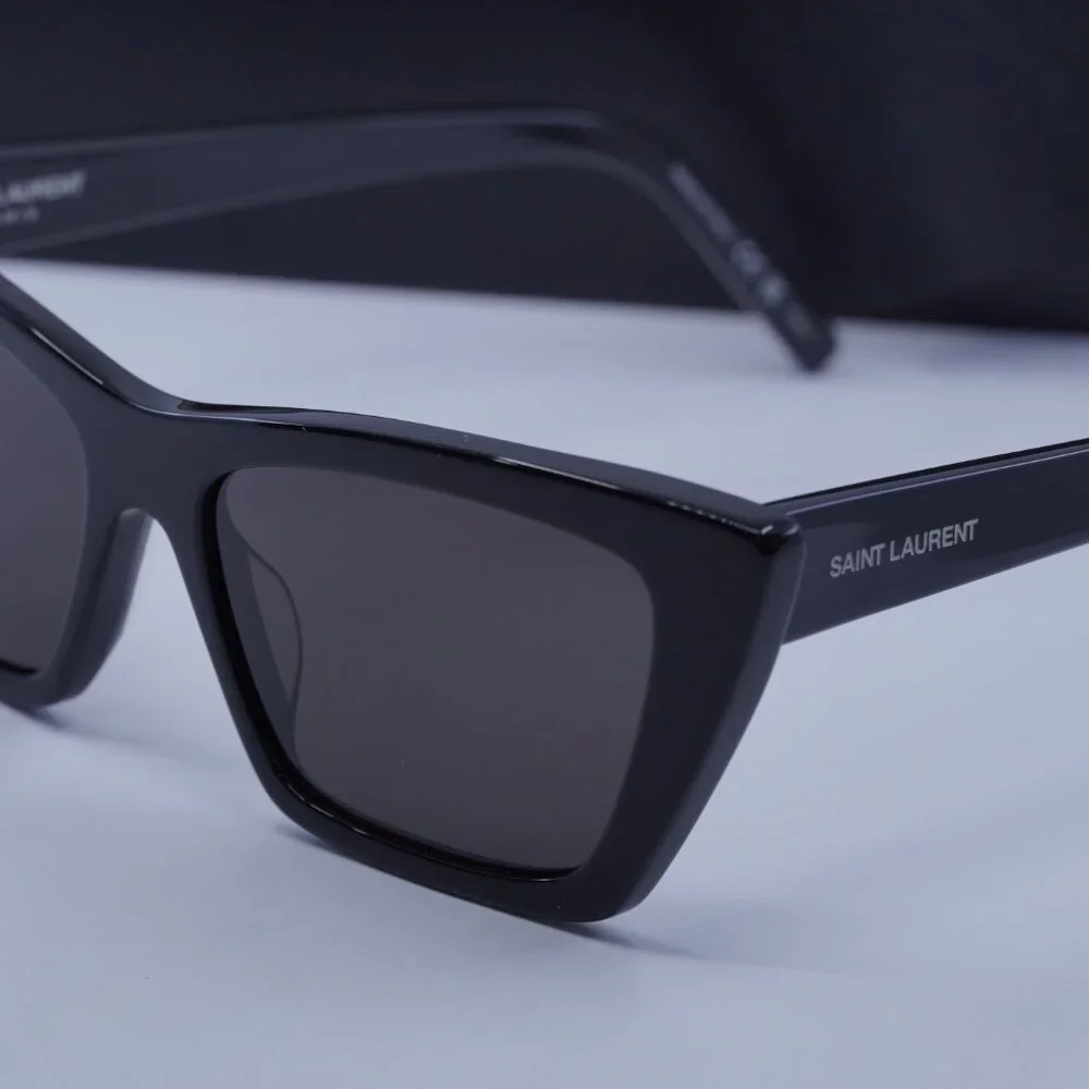 Saint Laurent SL276 MICA 001 Cat Eye Sunglasses - Black/Grey - Picture 14 of 15
